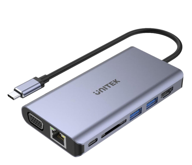 UNITEK Hub USB-C 8w1 PD 100W D1019B - 1122405 - zdjęcie